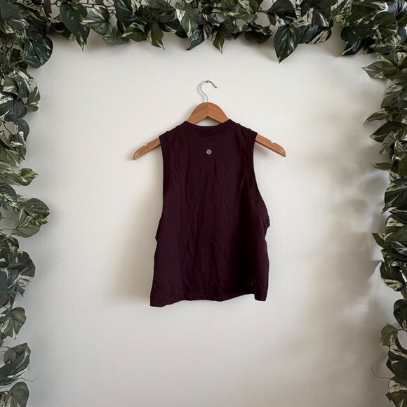 Lululemon Athletic Swiftly Tech Cropped High Low Hem Tank Top Plum NWT Size 4 - Picture 2 of 7